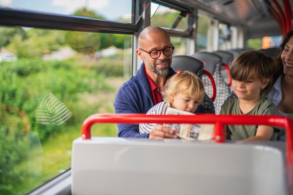 Family on board bus service metrobus